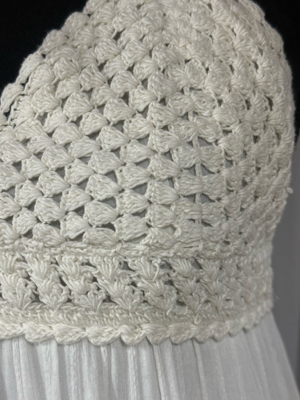 aerie Cream Crochet Halter Tiered Mini Dress - Picture 5 of 8